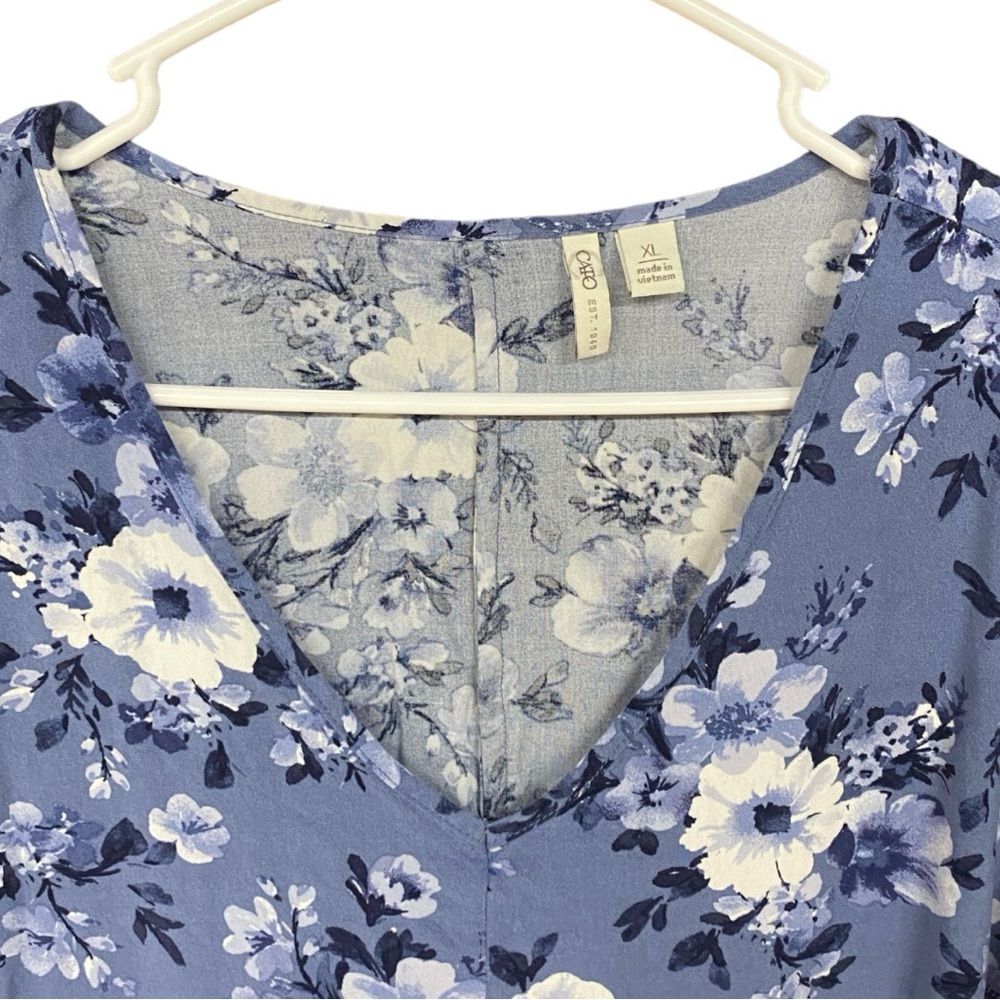 Cato Blue Floral Print Boho Top XL - Picture 3 of 6